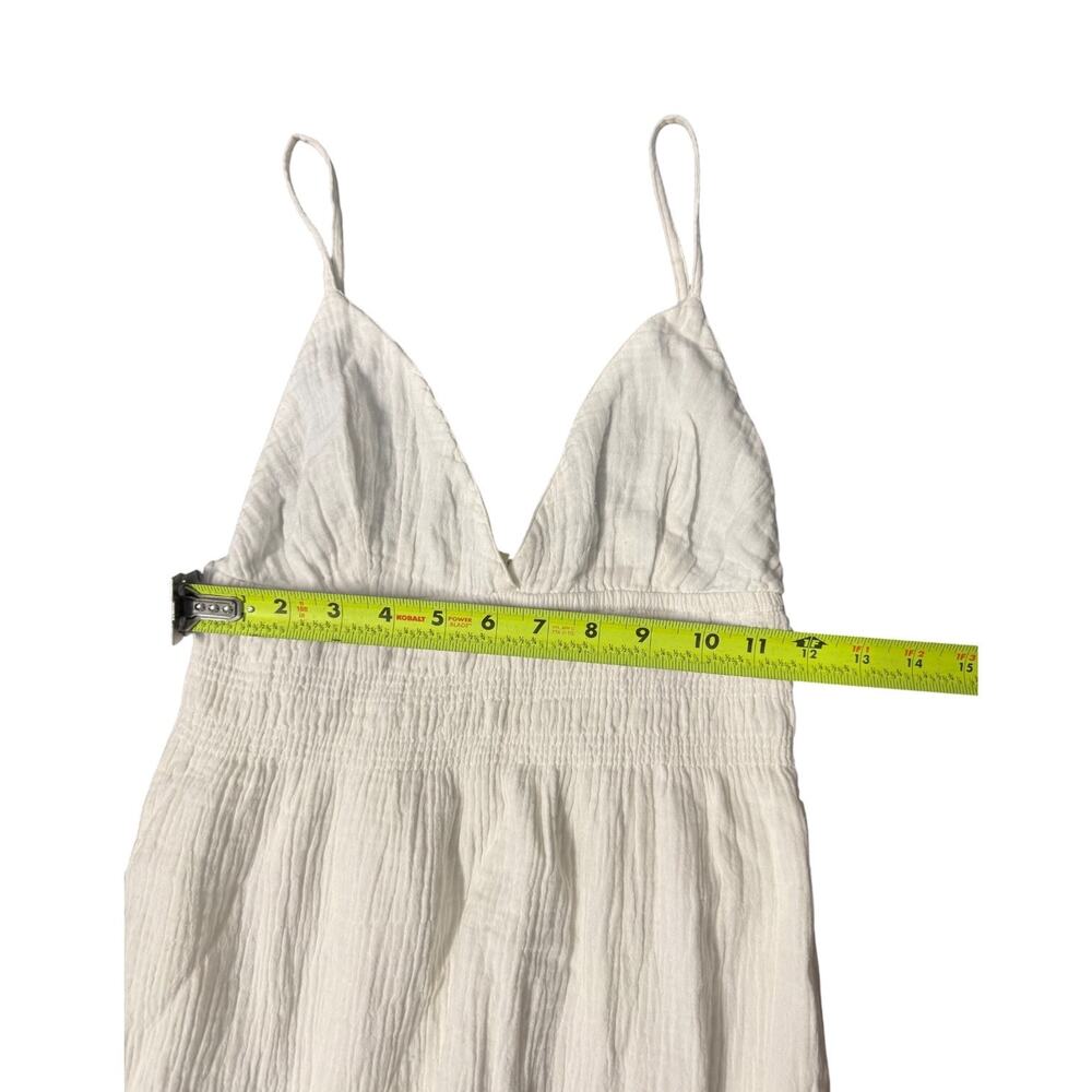 Sim & Sam White Cotton Dress Medium V-Neck Open Back Boho Cottagecore Summer - Picture 9 of 15